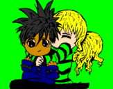 Coloring page Couple in love 6 painted byche
