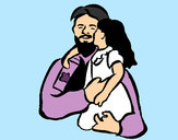 Coloring page Fatherly kiss painted byjorjor