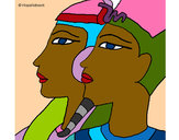Coloring page Ramses and Nefertiti painted bybubbling