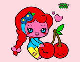 Coloring page Sweet Cherries painted byDebi