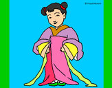 Coloring page Chinese girl painted bypoppy