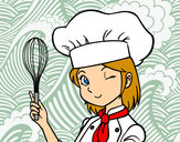 Coloring page Girl-chef painted byDebi