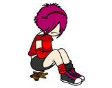 Coloring page Emo girl painted byhivebees