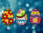 Coloring page Three Easter eggs painted bymajja