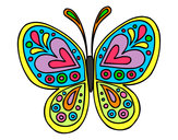 Coloring page Butterfly mandala painted bycmontfort
