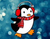 Coloring page Penguin with scarf painted byjojo