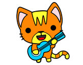 Coloring page Guitarist cat painted bymikayla