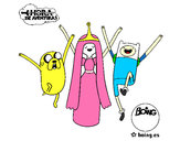 Coloring page Jake, Princess Bubblegum and Finn painted bybuboy