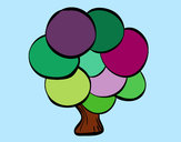 Coloring page Tree with round leaves painted byCassesque