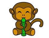 Coloring page Flautist monkey painted byClutsyKels