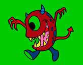 Coloring page Monster with one eye painted byGinger