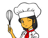 Coloring page Girl-chef painted byabigail