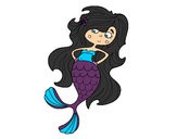 Coloring page Mermaid with arms in the hip painted bysarah
