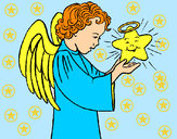 Coloring page Angel and star painted bymolly