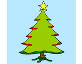 Coloring page Christmas tree with star painted bytray
