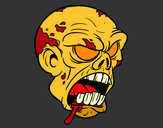 Coloring page Zombie Head painted byt-bone
