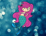 Coloring page Mermaid with arms in the hip painted byfancypants