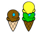 Coloring page Ice cream cones painted byPhoebe