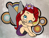 Coloring page Fairy sitting painted byHipster