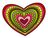 Coloring page Heart mandala painted byNikki