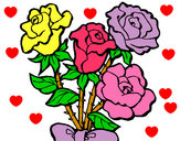 Coloring page Bunch of roses painted byterri