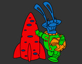 Coloring page Astronaut rabbit painted byMANDALA
