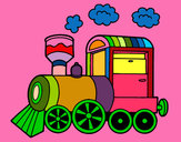 Coloring page Steam locomotive painted byMANDALA