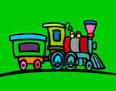 Coloring page Train with wagon painted byMANDALA