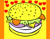 Coloring page Hamburger with everything painted bykare