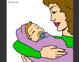 Coloring page Mother and daughter II painted bycoloring23