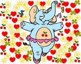 Coloring page Elephant wearing tutu painted byRAYA