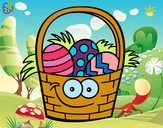 Coloring page Basket of Easter eggs painted byyhan22