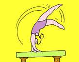 Coloring page Exercising on pommel horse painted byems76
