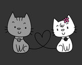 Coloring page Cats in love painted bytlbrash