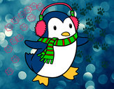 Coloring page Penguin with scarf painted bycherrywolf