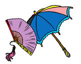 Coloring page Fan and umbrella painted bynoorie