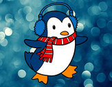 Coloring page Penguin with scarf painted bylizz