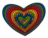 Coloring page Heart mandala painted byZippy
