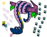 Coloring page Snake hanging from a tree painted byElina