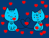 Coloring page Cats in love painted byBirdie