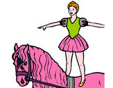 Coloring page Trapeze artist on a horse painted byCarmen