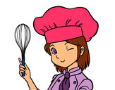 Coloring page Girl-chef painted byeden