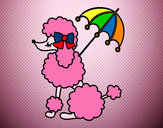 Coloring page Poodle with sunshade painted byleena12