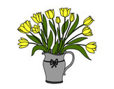 Coloring page Vase of tulips painted byBecka