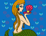 Coloring page Mermaid and pearl painted byphoenix