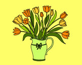 Coloring page Vase of tulips painted byKelly