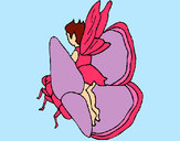 Coloring page Fairy and butterfly painted bybella