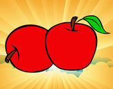 Coloring page Two apples painted bybella