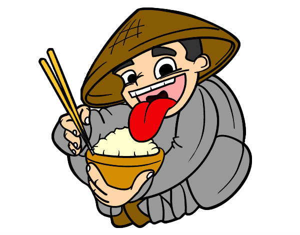 Chinese eating rice