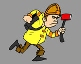 Coloring page Fireman with ax painted byBigricxi